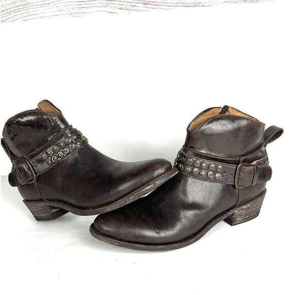Five Worlds Cordani Serene Studded Cowboy Booties Brown Leather Side Zip 7 1/2 - Picture 1 of 16